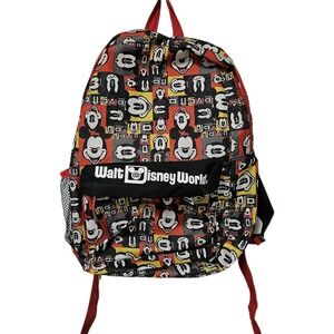 Walt Disney World Theme Parks Mickey Mouse Backpack Black Pop Art Faces VGUC